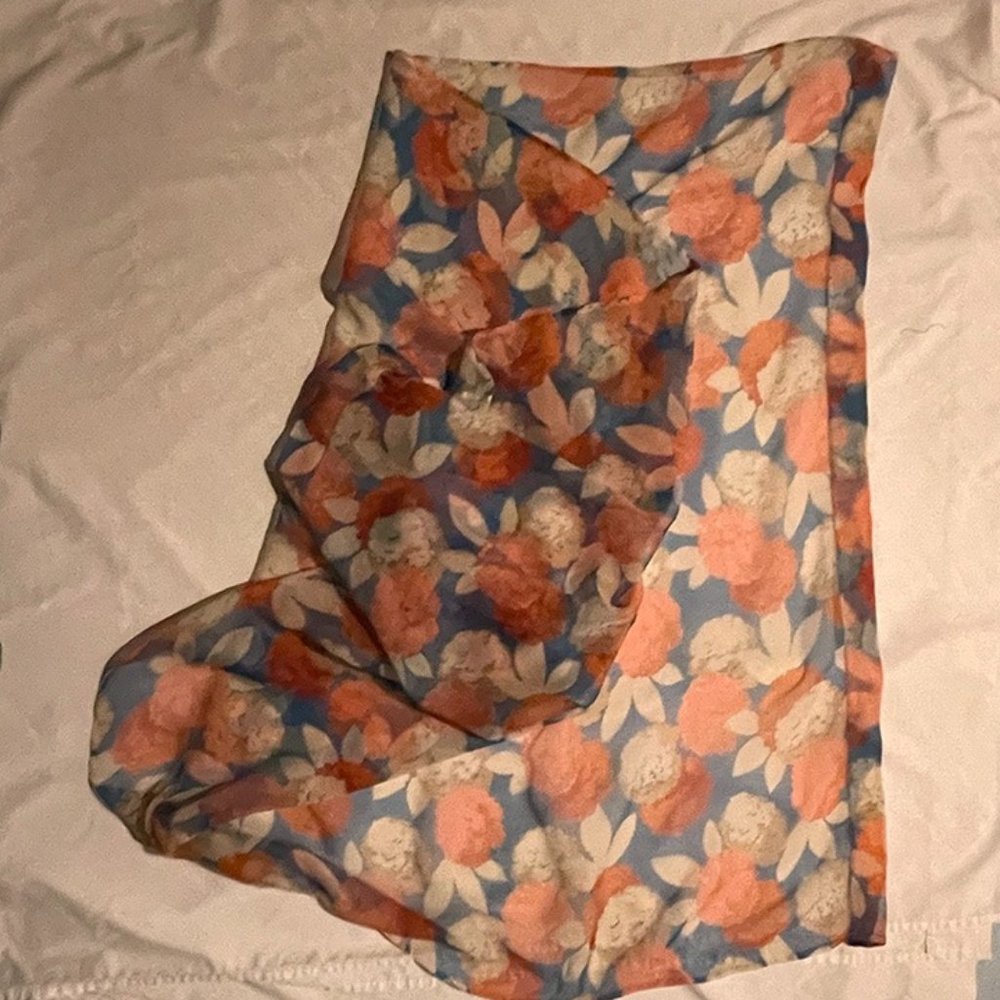 Large Vintage Floral Chiffon Scarf